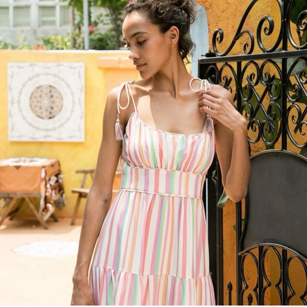 Chicwish Pastel Striped Maxi Dress - Picture 2 of 2
